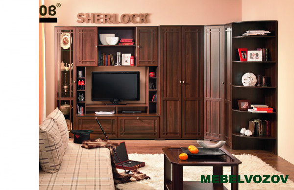 Стенка в гостиную Sherlock 1 Шкаф Орех шоколадный МЦН от интернет магазина Mebelvozov в Нижнем Новгороде
