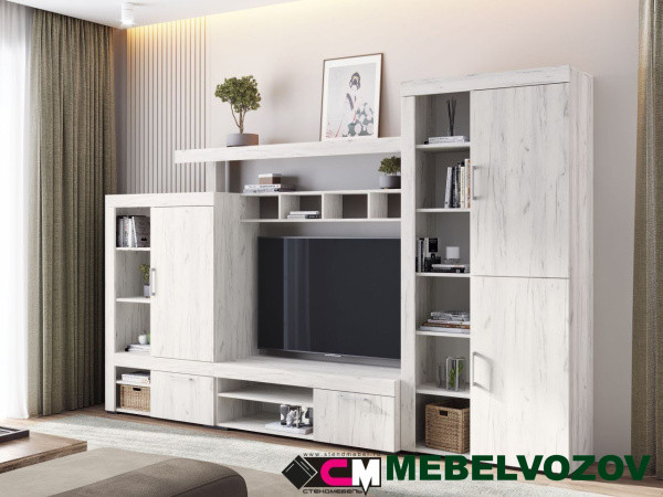 Гостиная Гранд (ДУБ КРАФТ БЕЛЫЙ) Комплект 1 от интернет магазина Mebelvozov в Нижнем Новгороде
