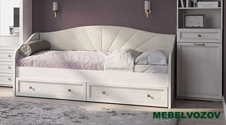 "Александрия" КР-106 Кровать 0,9 м с настилом ЛДСП и мягким щитом ЩМ-106 детальное изображение от магазина mebelvozov.ru в Нижнем Новгороде