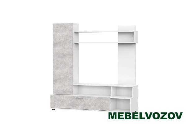 Стенка в гостиную "МГС 9" Белый / Цемент светлый - фото от интернет магазина Mebelvozov в Нижнем Новгороде Стенка в гостиную "МГС 9" Белый / Цемент светлый от интернет магазина Mebelvozov в Нижнем Новгороде