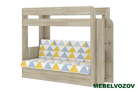 Кровать-Диван 2-х этажная Карамель 75 (дуб сонома светлый) детальное изображение от магазина mebelvozov.ru в Нижнем Новгороде
