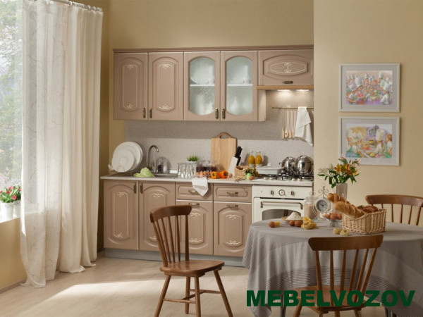 Кухонный гарнитур Бергамо 2200 Белый/капучино патина платина от магазина Мебельвозов в Нижнем Новгороде