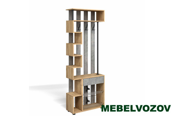 Модульная прихожая "Мини-Лайт" (ателье светлое/дуб золотой крафт) вариант 4 от магазина Мебельвозов в Нижнем Новгороде