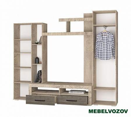 Стенка в гостиную Марсель-4 (дуб эндгрейн/ясень анкор темный) от интернет магазина Mebelvozov в Нижнем Новгороде