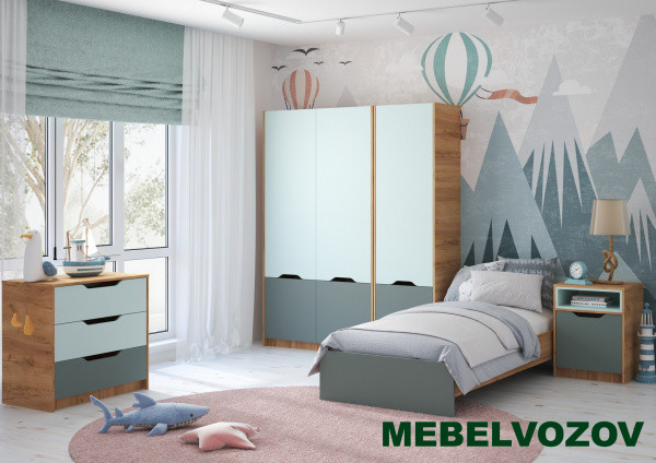 Модульная детская RICH (Мята/голубой) Комплект 1 детальное изображение от магазина mebelvozov.ru в Нижнем Новгороде
