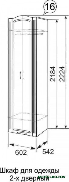  Шкаф распашной 2-х дверный «Виктория» 16 от компании Мебельвозов в Нижнем Новгороде