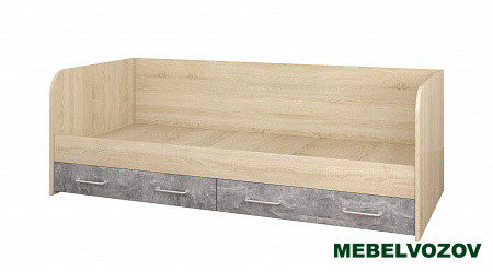 Кровать с ящиками Колибри Лофт (дуб сонома/ателье светлое+акрил белый) детальное изображение от магазина mebelvozov.ru в Нижнем Новгороде