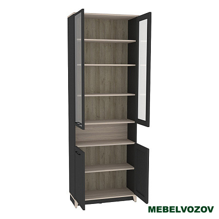 Aurelio 7 (гостиная) Шкаф для книг (модуль 176), Антрацит-Блеквуд Сатиновый от компании Мебельвозов
