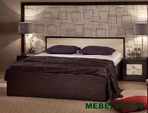 Кровать двуспальная 1600 АМЕЛИ 2 без основания, без матраса (Венге) от магазина Мебельвозов в Нижнем Новгороде