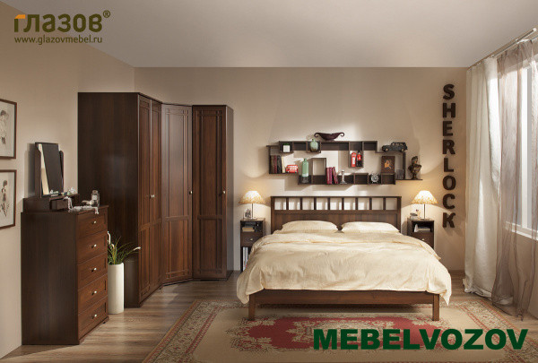 Модульная спальня SHERLOCK Компоновка 1 (Орех Шоколадный) от магазина Мебельвозов в Нижнем Новгороде