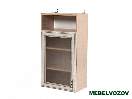 Шкаф-витрина навесной 450 с открытой полкой Флоренция (высота 920) фото от Мебельвозов в Нижнем Новгороде