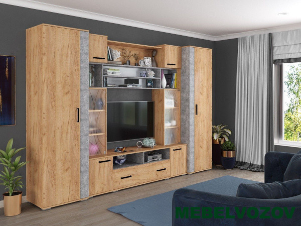 Стенка в гостиную Оскар-18 (дуб крафт/ателье) - фото от интернет магазина Mebelvozov в Нижнем Новгороде Стенка в гостиную Оскар-18 (дуб крафт/ателье) от интернет магазина Mebelvozov в Нижнем Новгороде