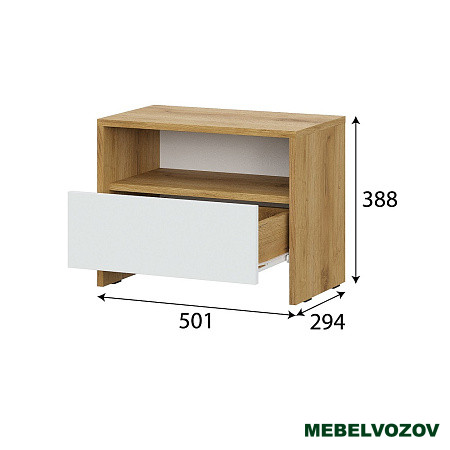 Тумба прикроватная Дольче (Дуб Золотой/Белый) от магазина Мебельвозов в Нижнем Новгороде