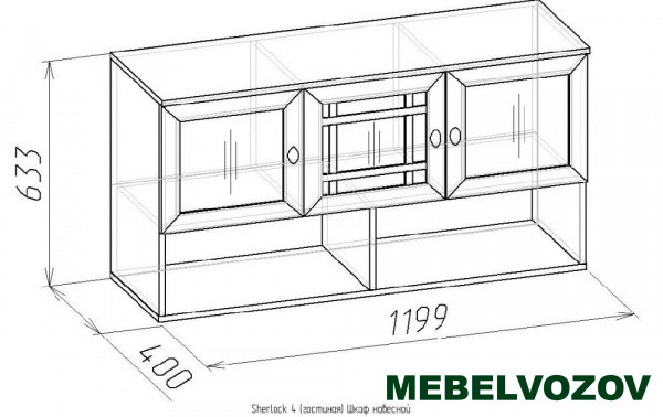 Шкаф навесной Орех шоколадный Sherlock 4  от компании Мебельвозов в Нижнем Новгороде
