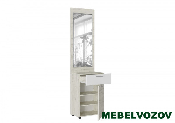 САФАРИ ТМ-002 Тумба с зеркалом (Дуб крафт белый) от магазина Мебельвозов в Нижнем Новгороде