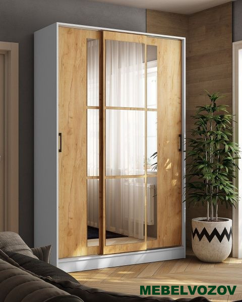 Шкаф-купе Стиль-2 1400 (белый/дуб крафт золотой) от компании Мебельвозов в Нижнем Новгороде