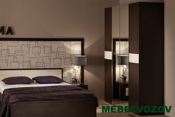 Шкаф с зеркалом распашной для одежды АМЕЛИ 11(Венге) от компании Мебельвозов в Нижнем Новгороде