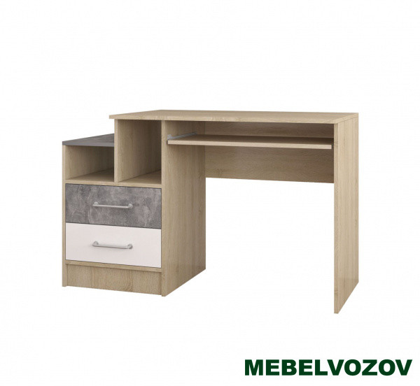 Стол письменный Колибри Лофт (дуб сонома/ателье светлое+акрил белый) детальное изображение от магазина mebelvozov.ru в Нижнем Новгороде