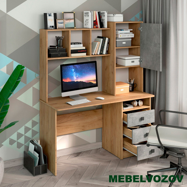Стол компьютерный СК-9 (ателье светлое/дуб золотой крафт) от магазина Мебельвозов в Нижнем Новгороде