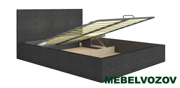 фото Интерьерная кровать Милос 72-02(Черная кожа) с ящиком и ортопедом от магазина Мебельвозов в Нижнем Новгороде Интерьерная кровать Милос 72-02(Черная кожа) с ящиком и ортопедом от магазина Мебельвозов в Нижнем Новгороде