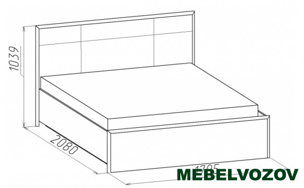 Кровать двуспальная ЛЮКС 1600 АМЕЛИ 201 без основания, без матраса (Венге) от магазина Мебельвозов в Нижнем Новгороде