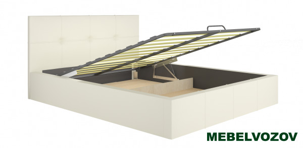 фото Интерьерная кровать Милос 72-02(Бежевая кожа) с ящиком и ортопедом от магазина Мебельвозов в Нижнем Новгороде Интерьерная кровать Милос 72-02(Бежевая кожа) с ящиком и ортопедом от магазина Мебельвозов в Нижнем Новгороде