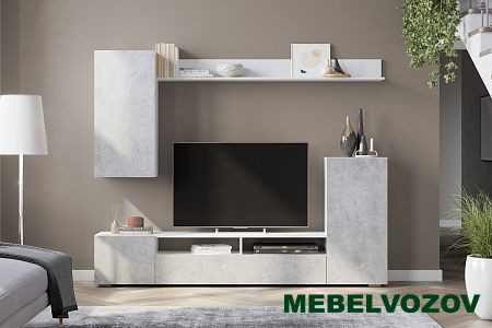 Стенка в гостиную "МГС 4" Белый / Цемент светлый от интернет магазина Mebelvozov в Нижнем Новгороде
