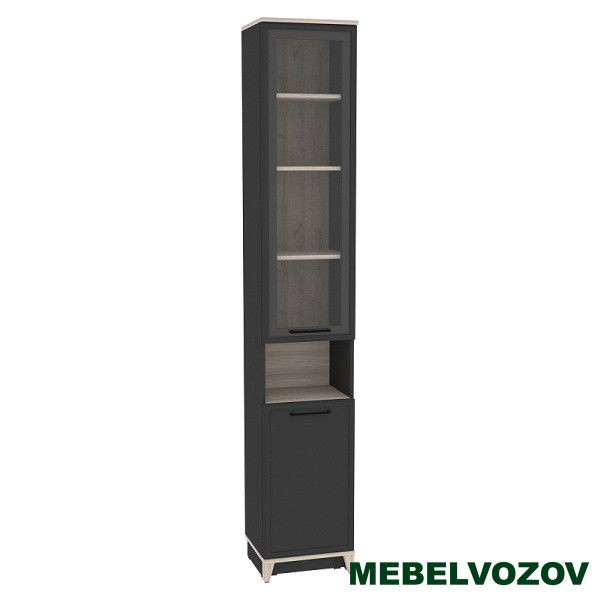 Aurelio 9 (гостиная) Шкаф для книг (модуль 181), Антрацит-Блеквуд Сатиновый - фото от компании Мебельвозов Aurelio 9 (гостиная) Шкаф для книг (модуль 181), Антрацит-Блеквуд Сатиновый от компании Мебельвозов