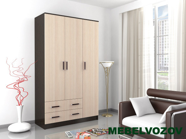 Шкаф распашной 3-х створчатый Лагуна без зеркала от компании Мебельвозов в Нижнем Новгороде