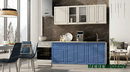 Кухонный гарнитур Хозяюшка 2,0м (магнолия/деним) от магазина Мебельвозов в Нижнем Новгороде