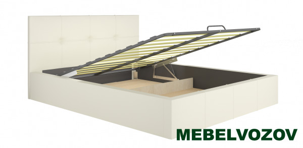 фото Интерьерная кровать Милос 72-01(Бежевая кожа) с ящиком и ортопедом от магазина Мебельвозов в Нижнем Новгороде Интерьерная кровать Милос 72-01(Бежевая кожа) с ящиком и ортопедом от магазина Мебельвозов в Нижнем Новгороде
