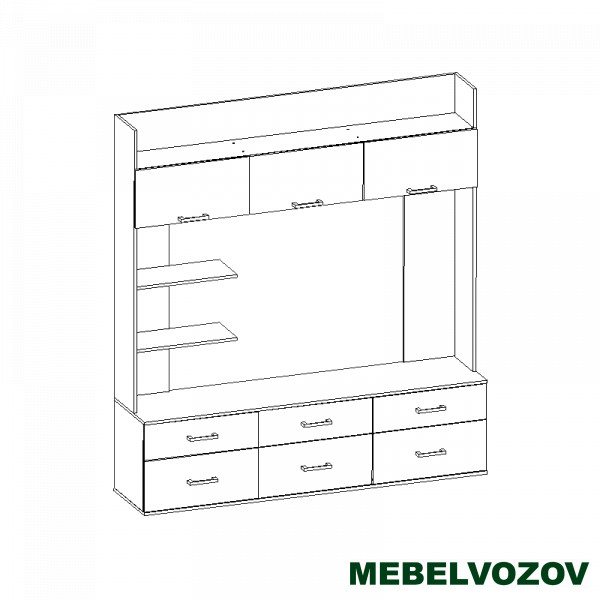 Шкаф в гостинную для ТВ Сити 30 - фото от интернет магазина Mebelvozov в Нижнем Новгороде Шкаф в гостинную для ТВ Сити 30 от интернет магазина Mebelvozov в Нижнем Новгороде