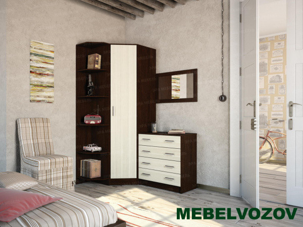 Шкаф угловой с торцевым элементом венге/лоредо от компании Мебельвозов в Нижнем Новгороде