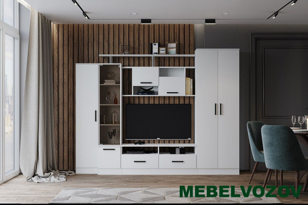 Стенка в гостиную Оскар-5 (белый) - фото от интернет магазина Mebelvozov в Нижнем Новгороде Стенка в гостиную Оскар-5 (белый) от интернет магазина Mebelvozov в Нижнем Новгороде