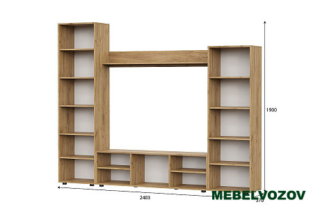 Стенка в гостиную "МГС 6" Исполнение 1 (Дуб золотой / Белый глянец) от интернет магазина Mebelvozov в Нижнем Новгороде