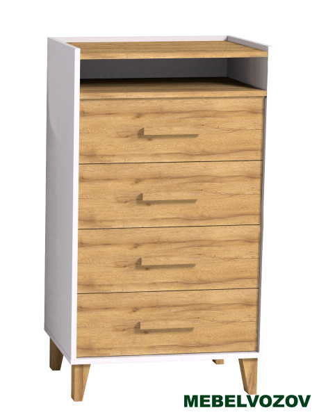 Комод высокий Айрис 45 (Белый/Дуб Золотистый) от магазина Мебельвозов в Нижнем Новгороде