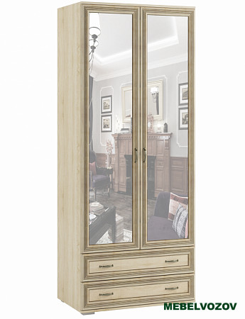 Шкаф двухстворчатый с зеркалом ЛШ-23 Ливорно (дуб сонома) от компании Мебельвозов в Нижнем Новгороде