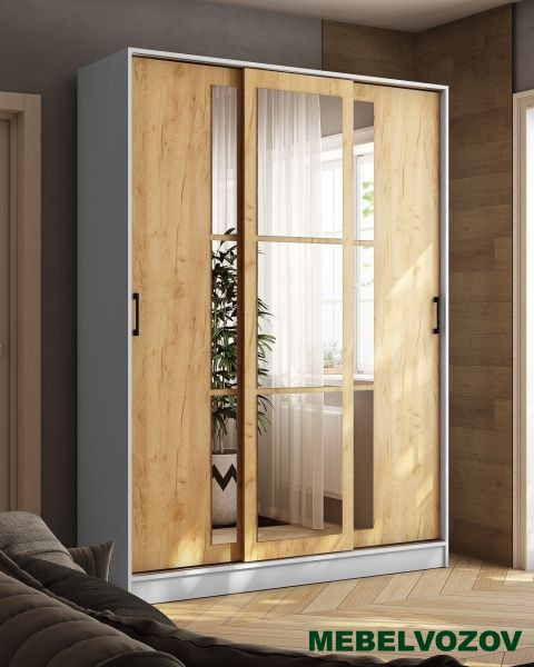 Шкаф-купе Стиль-2 1600 (белый/дуб крафт золотой) от компании Мебельвозов в Нижнем Новгороде