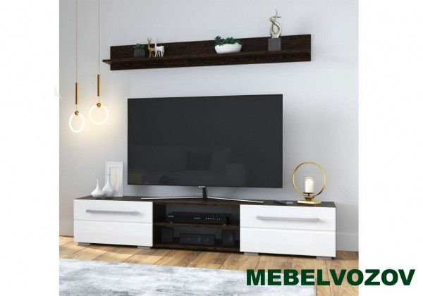 Милан ТБ-11 Полка с тумбой, Венге белый глянец от Mebelvozov в Нижнем Новгороде