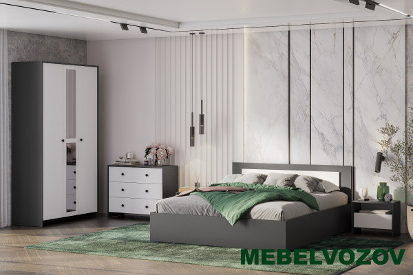Спальный гарнитур Дольче (Графит/Белый) от магазина Мебельвозов в Нижнем Новгороде