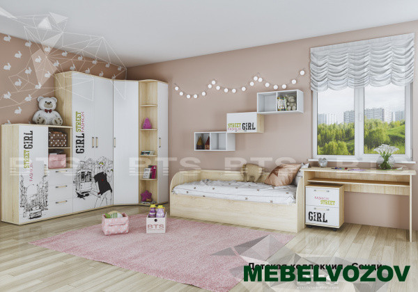 Детская комната Сенди Комплект (STREET GIRL) - фото, картинки на сайте mebelvozov.ru в Нижнем Новгороде Детская комната Сенди Комплект (STREET GIRL) детальное изображение от магазина mebelvozov.ru в Нижнем Новгороде