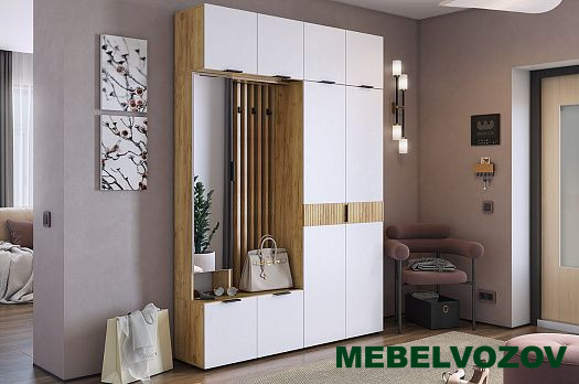 Прихожая "Бери К4" (дуб крафт золотой/белое дерево) от магазина Мебельвозов в Нижнем Новгороде