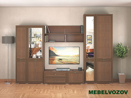 Шкаф комбинированный с зеркалом ЛШ-9 Ливорно (орех донской) от компании Мебельвозов в Нижнем Новгороде