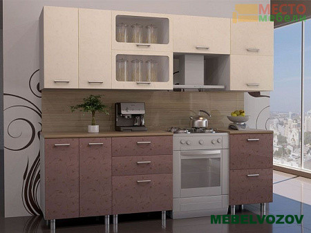 Кухонный гарнитур Модерн 2300 Фасад Лаванда Жемчуг/Лаванда Бронза от магазина Мебельвозов в Нижнем Новгороде