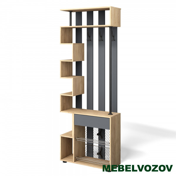 Модульная прихожая "Мини-Лайт" (графит /дуб золотой крафт) вариант 8 от магазина Мебельвозов в Нижнем Новгороде