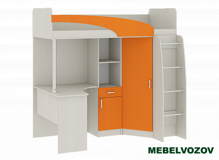 Кровать-чердак со столом Карамель 77-01 Анкор светлый Оранжевый детальное изображение от магазина mebelvozov.ru в Нижнем Новгороде