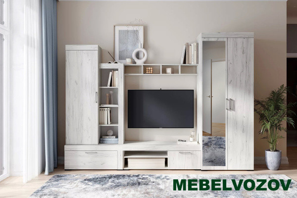 Гостиная Гранд (ДУБ КРАФТ БЕЛЫЙ) Комплект 2 от интернет магазина Mebelvozov в Нижнем Новгороде
