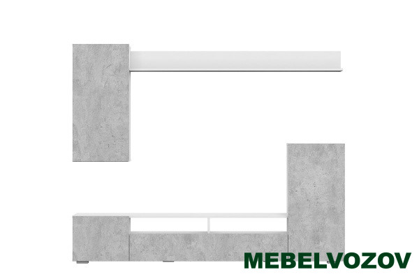 Стенка в гостиную "МГС 4" Белый / Цемент светлый от интернет магазина Mebelvozov в Нижнем Новгороде