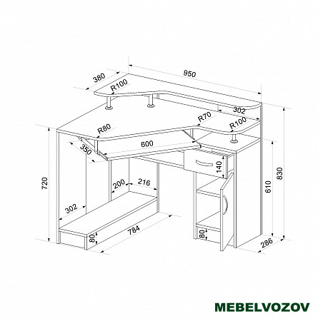 Стол компьютерный Интел-5(Бодега темный/ Бодега светлый) от магазина Мебельвозов в Нижнем Новгороде