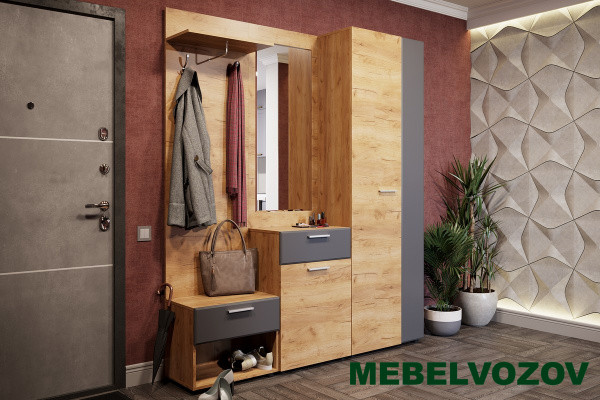 Модульная прихожая Сафари (Дуб крафт золотой) от магазина Мебельвозов в Нижнем Новгороде